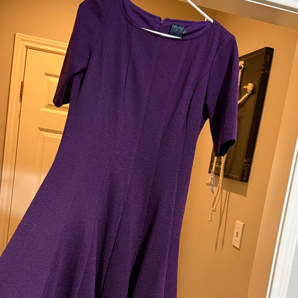 Gabby Skye Purple Fit and Flare Midi Dress
